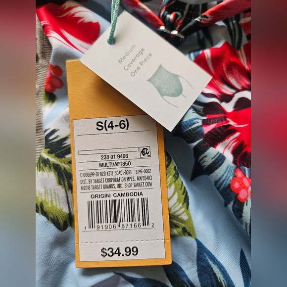 Kona Sol Medium Coverage One Piece Swimsuit Floral Women (S) -- NWT - Picture 4 of 4